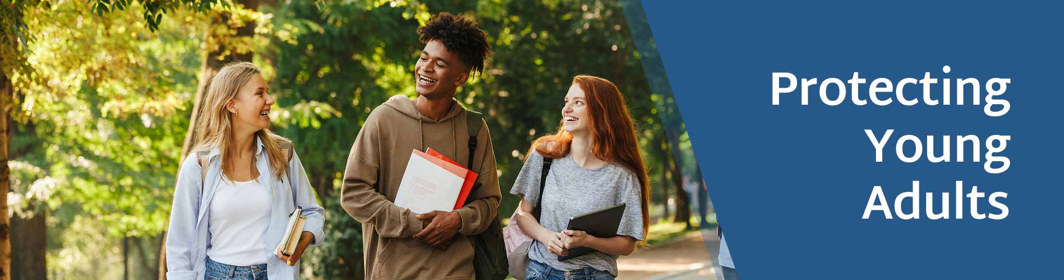 group of teens looking at tablet - Protecting Young Adults